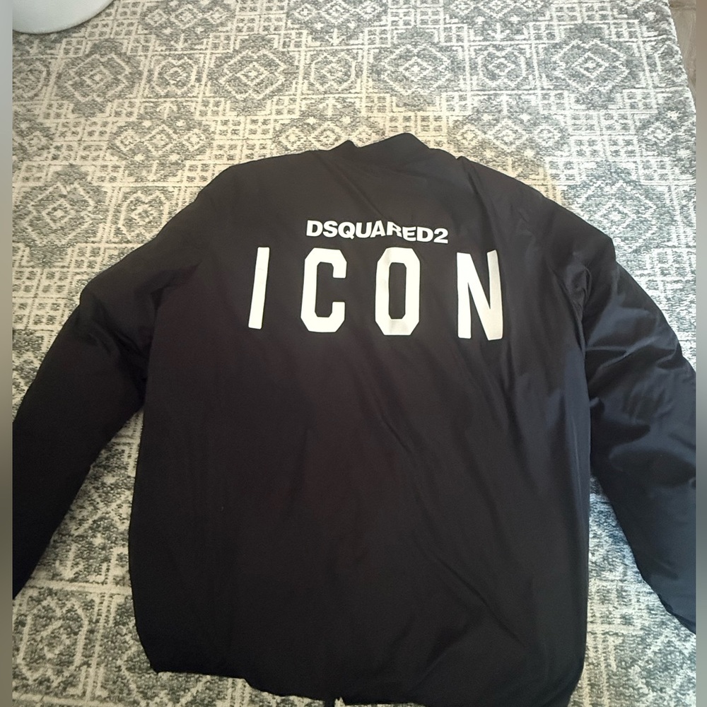 DSQUARED2 Black Bomber Jacket with Iconic Print